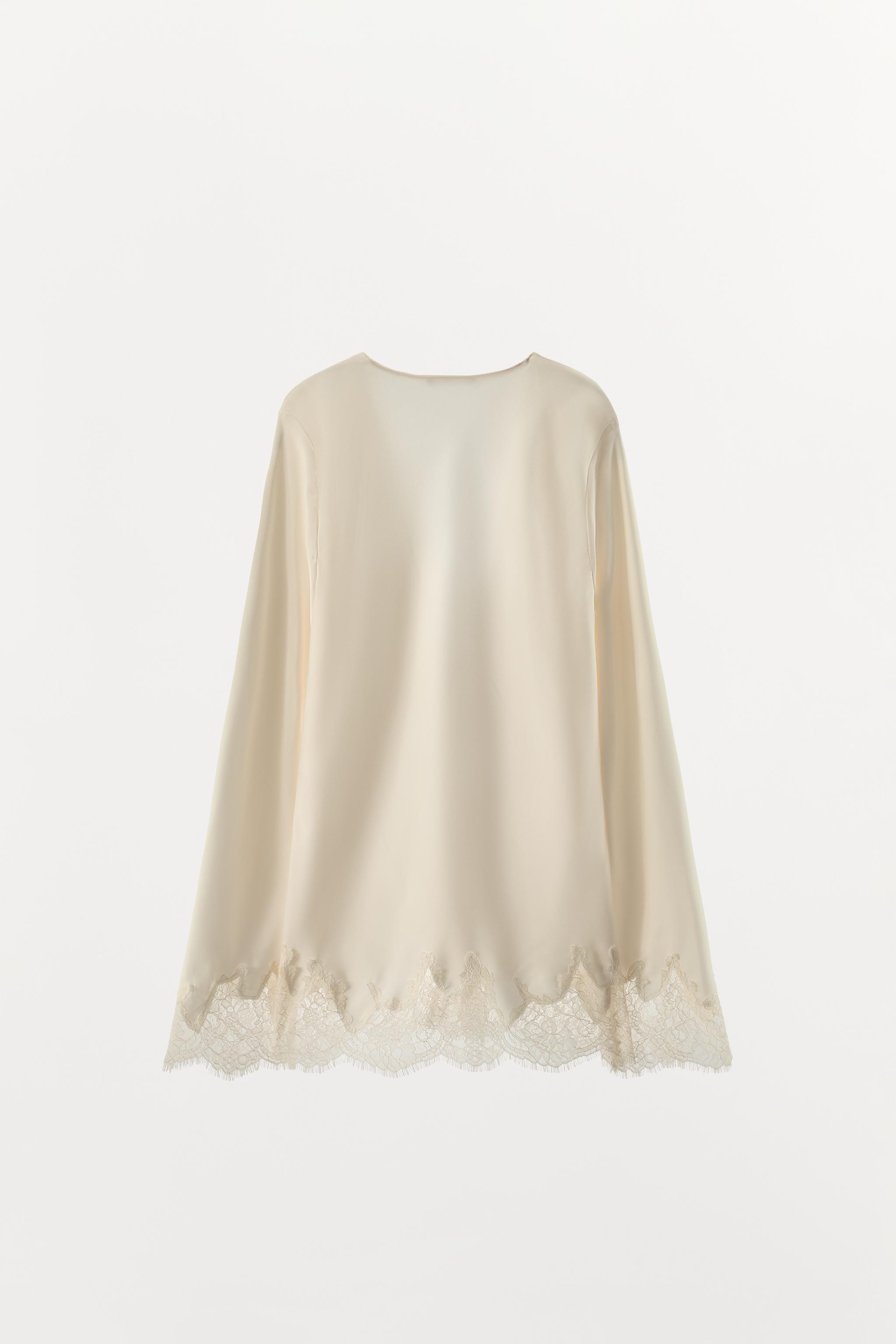 SATIN EFFECT LACE-UP SHIRT